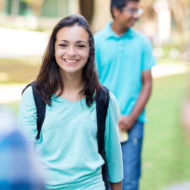 Smiling female college student